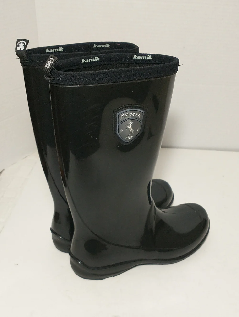 Kamik Tall Waterproof Rubber Boot, Black, Size 6, Pull On, Rugged Sole